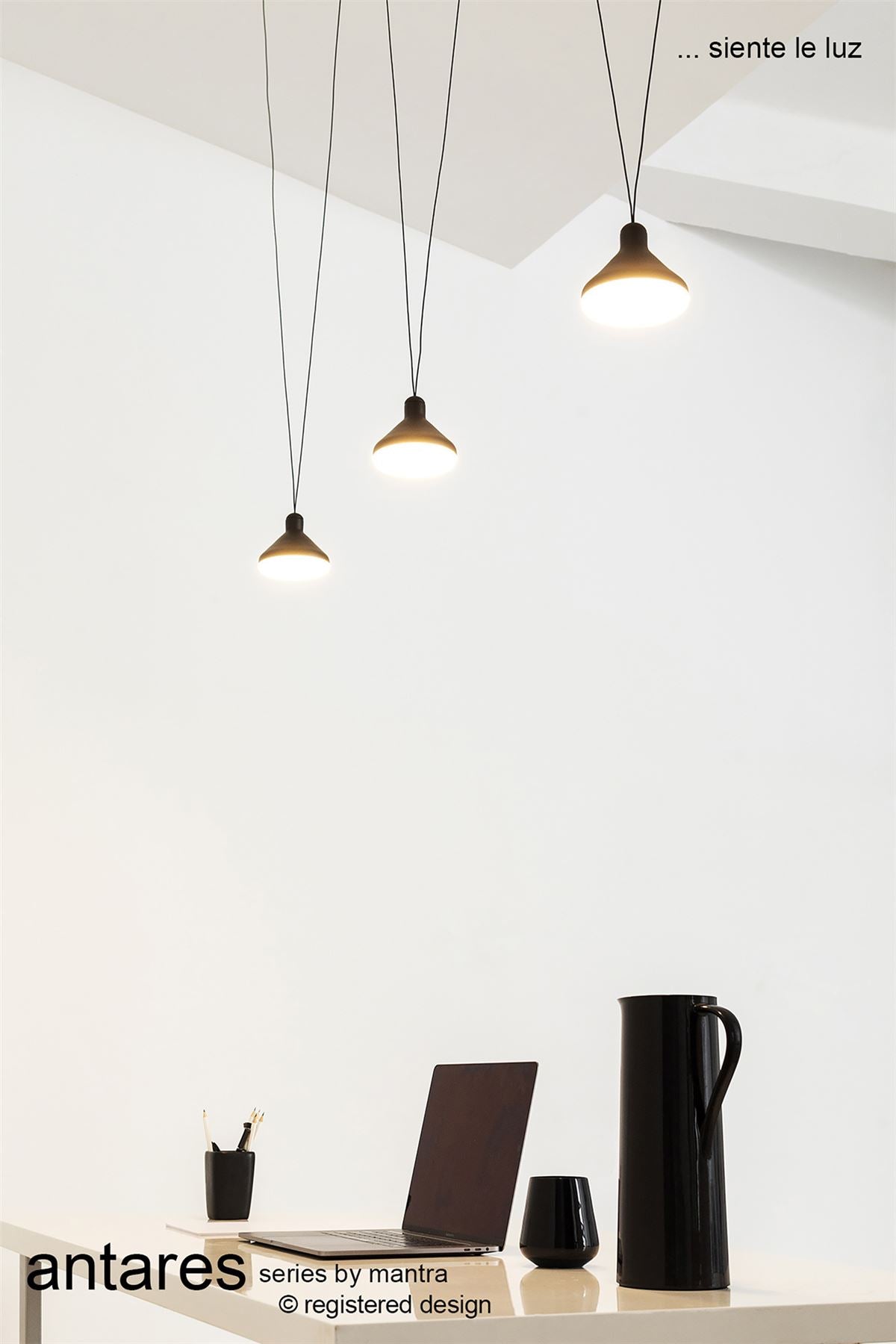 Mantra Fusion Sirio 3 Light Linear Pendant, 24W LED, 3000K, 1770lm, Black, 3yrs Warranty