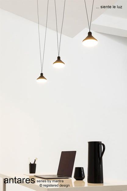 Mantra Fusion Sirio 3 Light Linear Pendant, 24W LED, 3000K, 1770lm, Black, 3yrs Warranty