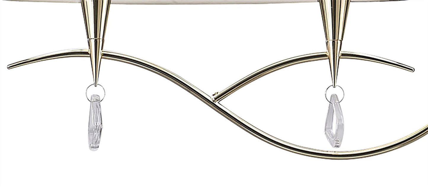 Mantra Mara Linear Pendant 2 Arm 4 Light E14, French Gold with Ivory White Shades