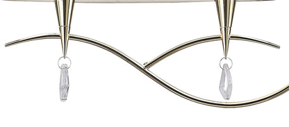 Mantra Mara Linear Pendant 2 Arm 4 Light E14, French Gold with Ivory White Shades