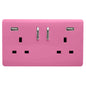 Trendi 2 Gang Artistic Modern Glossy 13 Amp 2 x 3.1mA USB Switched Plug Socket Pink
