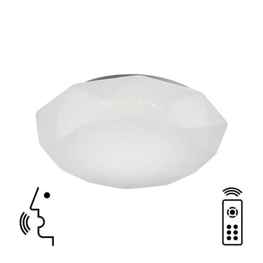 Mantra Fusion Diamante Smart 33cm Ceiling Light, 40W LED, 3000-5000K Tuneable White, 2600lm, Remote Control, APP, Alexa & Google Voice Control, White, 3yrs Warranty