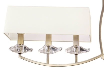 Mantra Akira Linear Pendant 2 Arm 6 Light E14, Antique Brass with Cream Shades