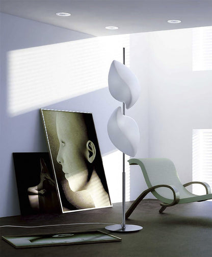 Mantra Natura Floor Lamp 4 Light E27 Indoor, Polished Chrome/Opal White