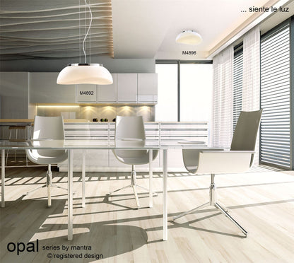Mantra M4892 Opal Pendant 3 Light E27, Polished Chrome/Frosted White Glass