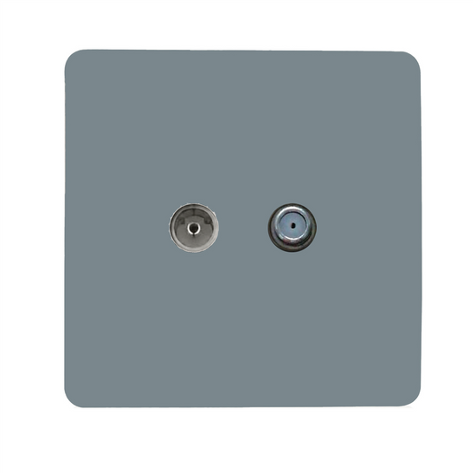 Trendi Switch Cool Grey TV Coaxial & F-Type Satellite Socket - Screwless