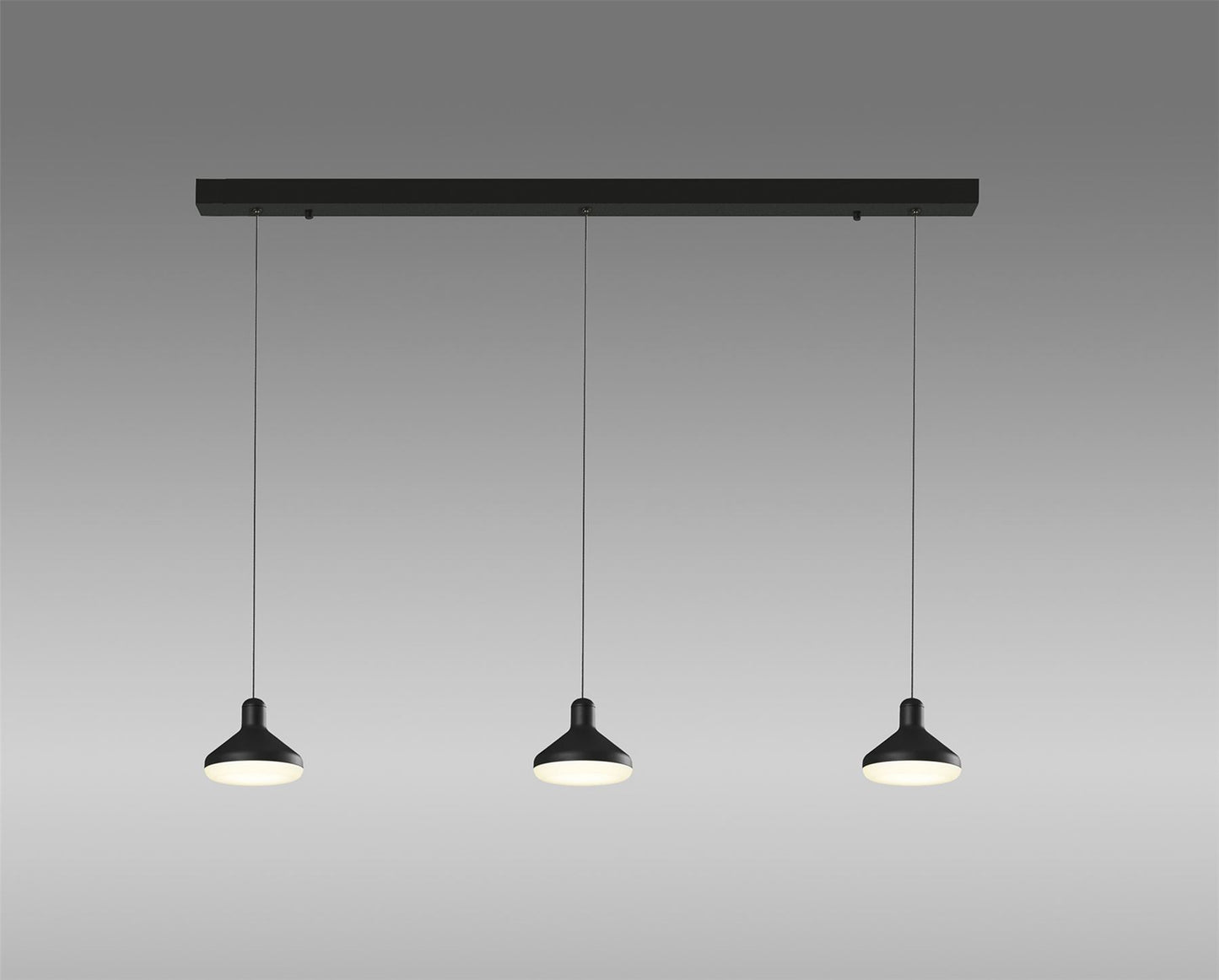 Mantra Fusion Sirio 3 Light Linear Bar Pendant, 24W LED, 3000K, 1770lm, Black, 3yrs Warranty