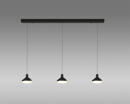 Mantra Fusion Sirio 3 Light Linear Bar Pendant, 24W LED, 3000K, 1770lm, Black, 3yrs Warranty