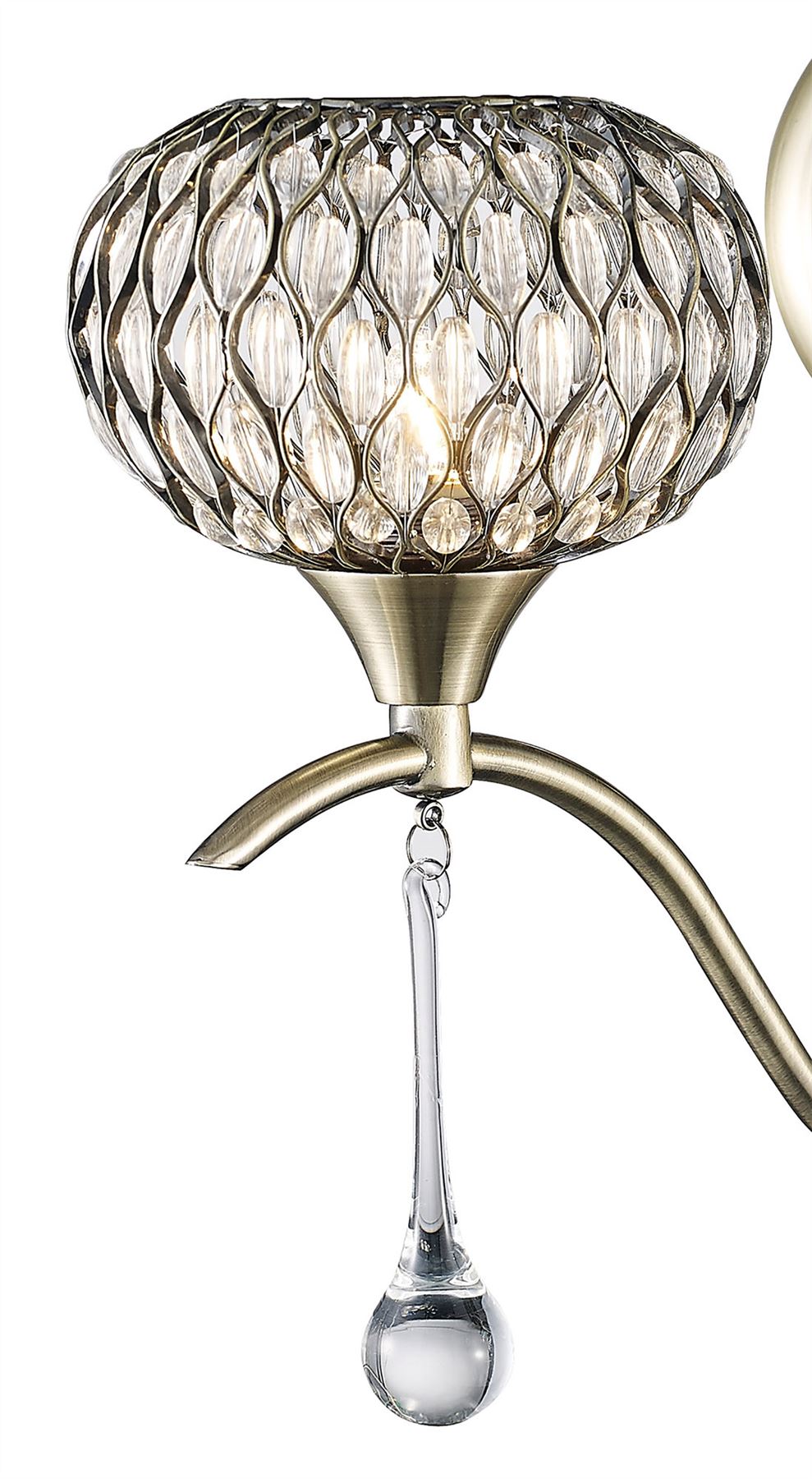 Diyas Chelsie Wall Light 2 Light G9 Antique Brass/Clear Beaded Glass