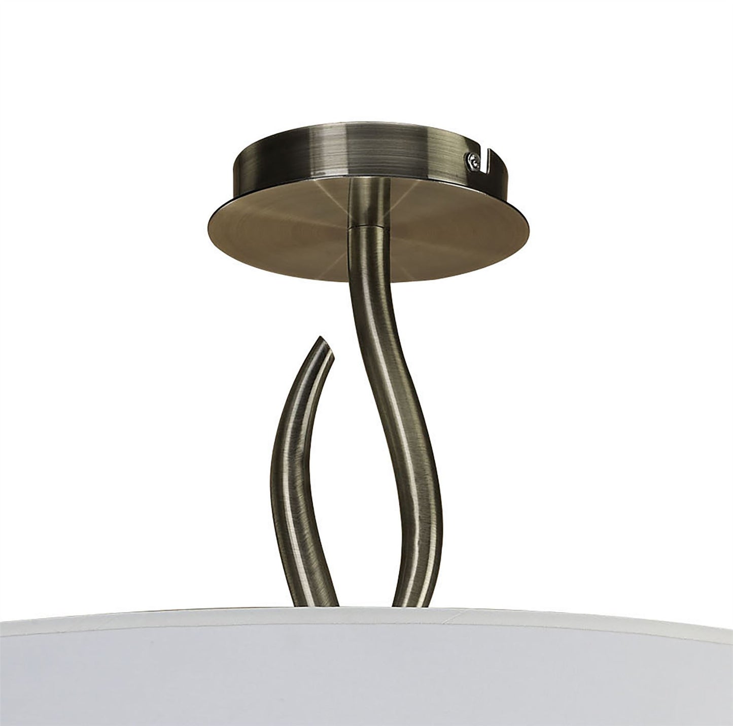 Mantra Ninette 60cm Semi Flush 4 Light E27, Antique Brass with Ivory White Shade