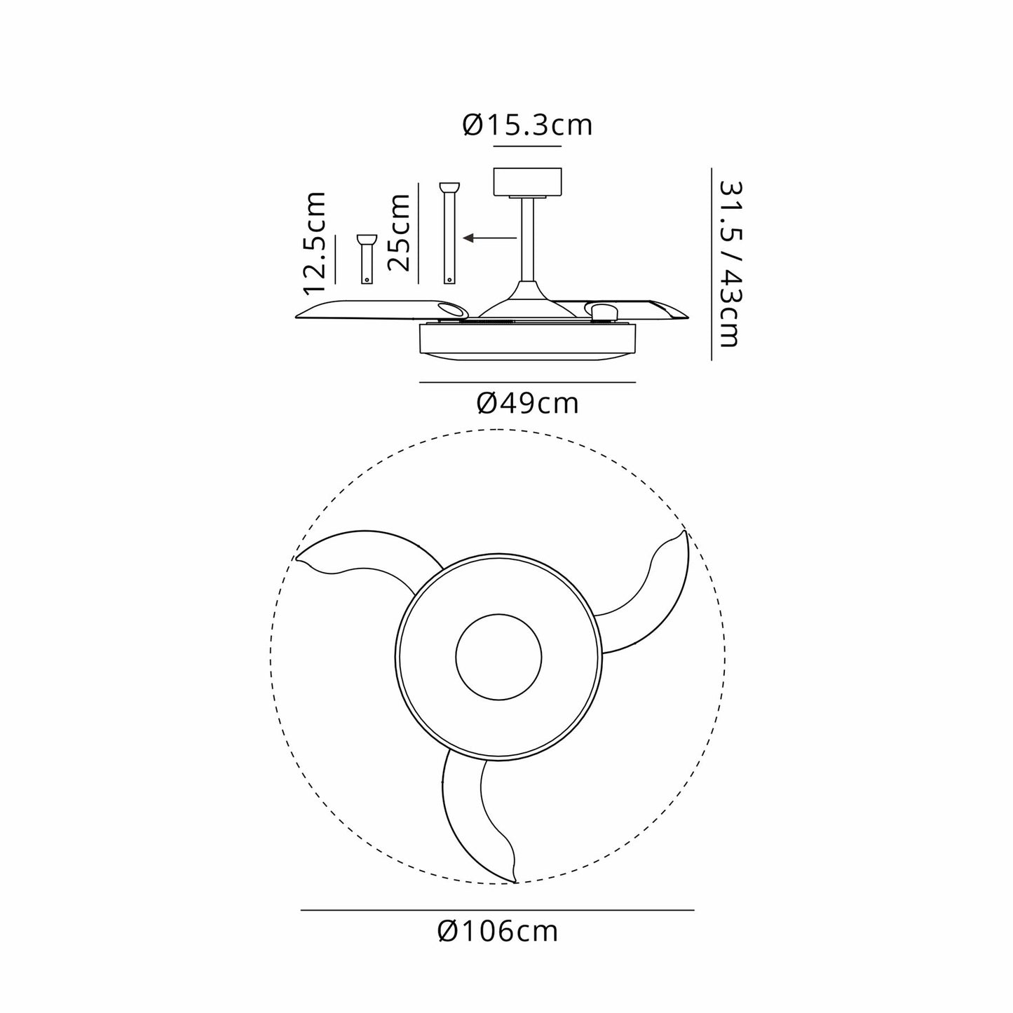 Coin Fan M 49cm 40W LED Dimmable Ceiling With Built-In 30W DC Fan, 3000-5000K Remote, APP, Alexa & Google Voice Control, 6400lm, Beige