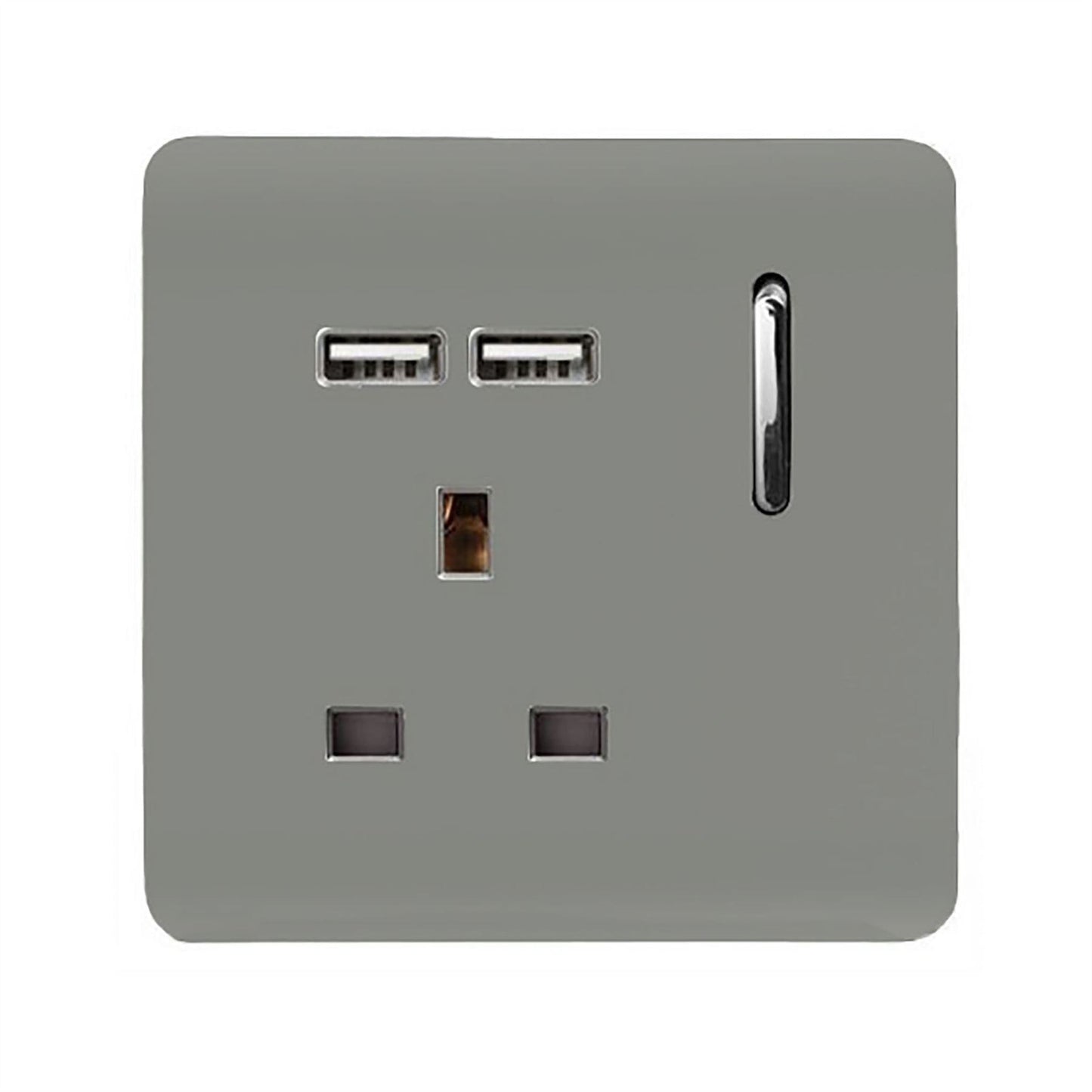 Trendi 1 Gang Artistic Modern Glossy 13 Amp 2x2.1mA USB Switched Tactile Light Grey