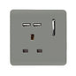 Trendi 1 Gang Artistic Modern Glossy 13 Amp 2x2.1mA USB Switched Tactile Light Grey