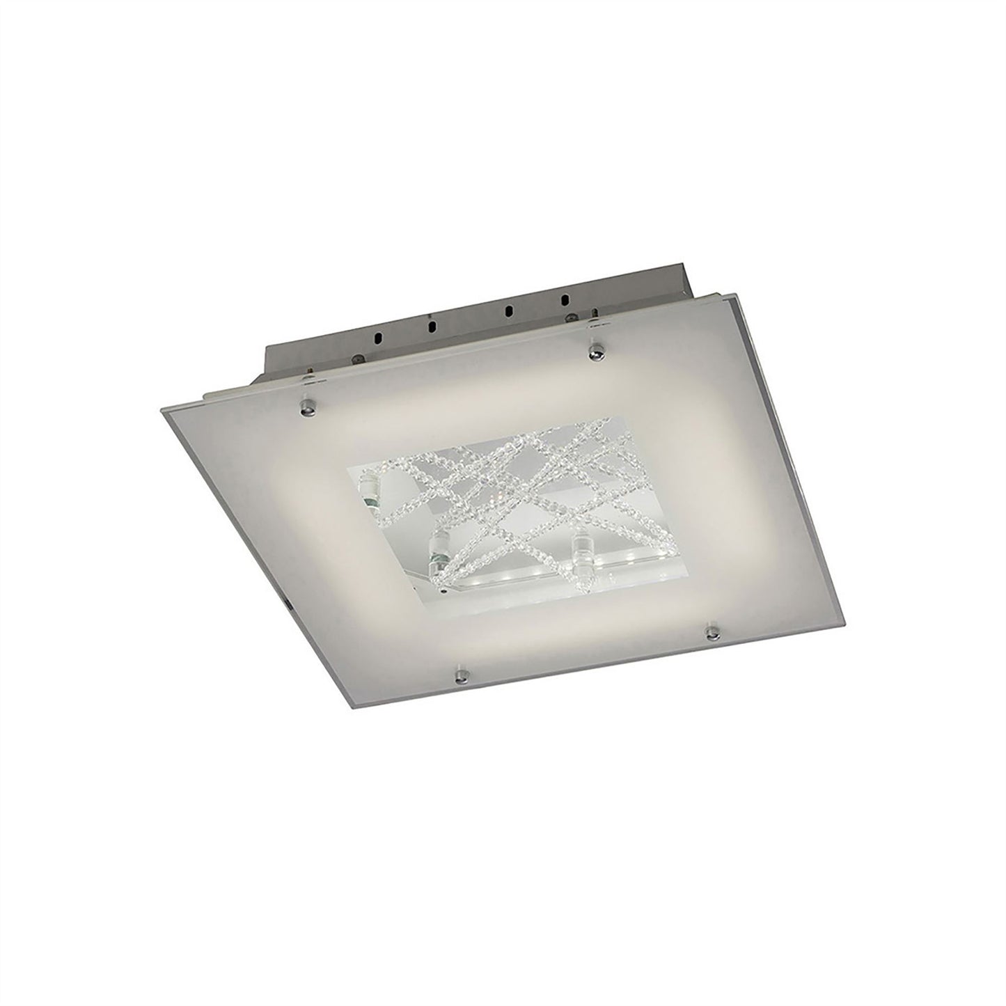 Diyas Felix Square Flush  16W LED 3600K Polished Chrome/Crystal, 3yrs Warranty Crystal Ceiling Light Fitting