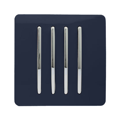 Trendi 4 Gang 2 Way Artistic Modern Glossy 10 Amp Rocker Tactile Light Switch Navy