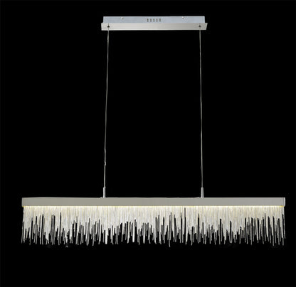 Mantra Fusion Fusion M6250 Cinna Linear Pendant 33W LED, 3000K, 3300lm, Polished Chrome/ Crystal Chain, 3yrs Warranty