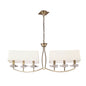 Mantra Akira Linear Pendant 2 Arm 6 Light E14, Antique Brass with Cream Shades
