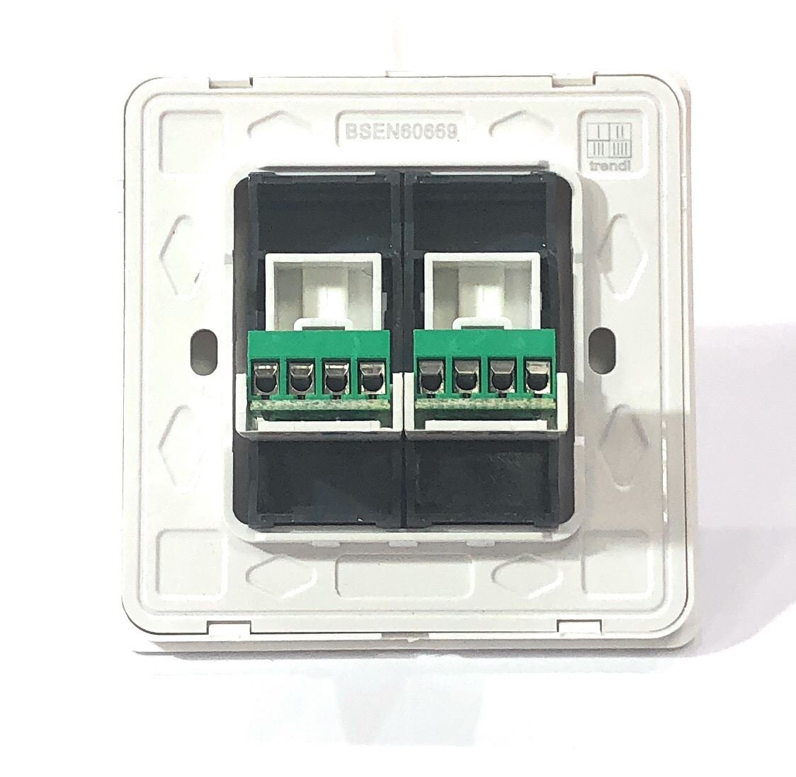 Trendi Artistic Modern Glossy Tactile 2 Gang Telephone Socket White ART-2TLPWH