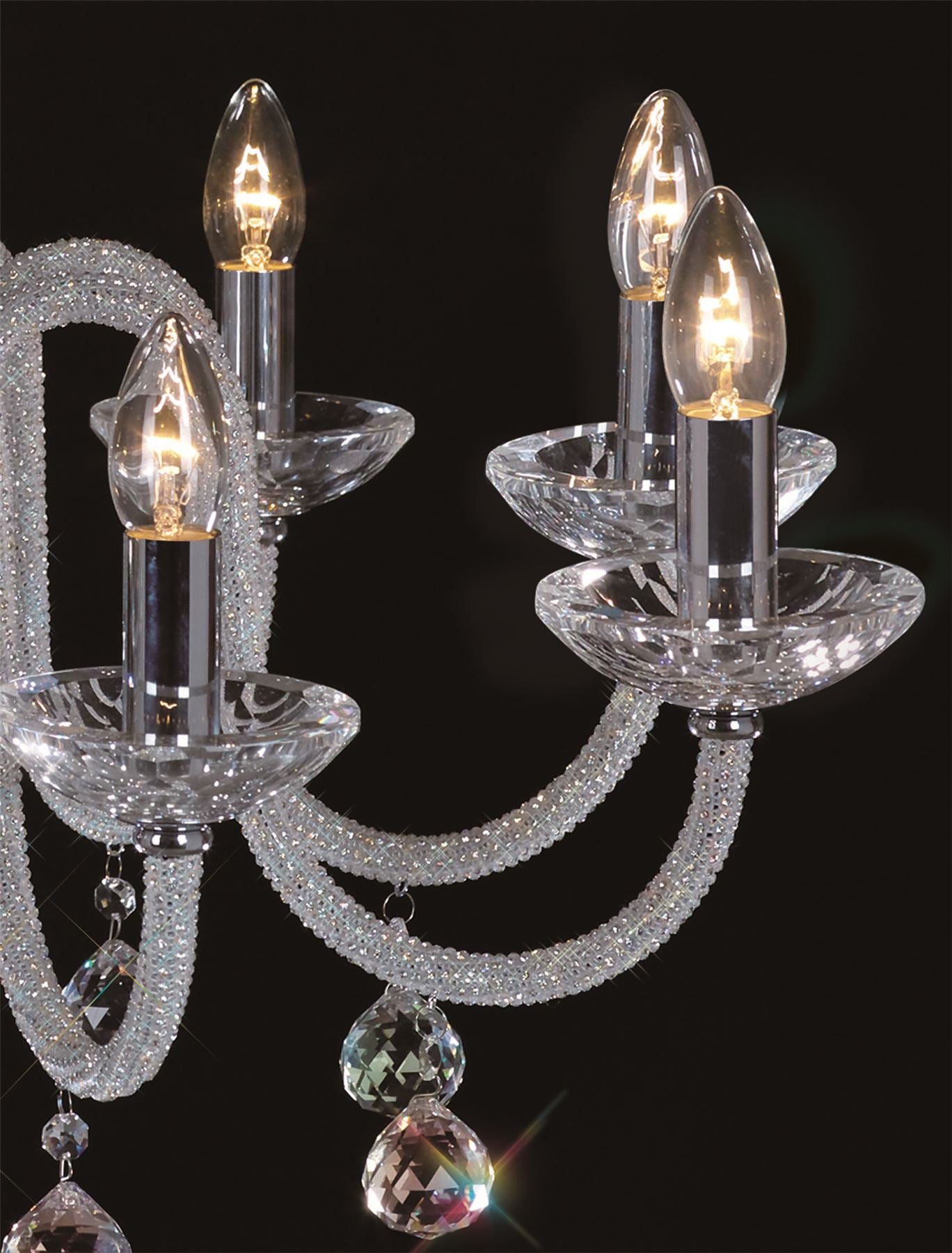 Diyas Amora 72cm  8 Light E14 Polished Chrome/Crystal Ceiling Pendant Light Fitting