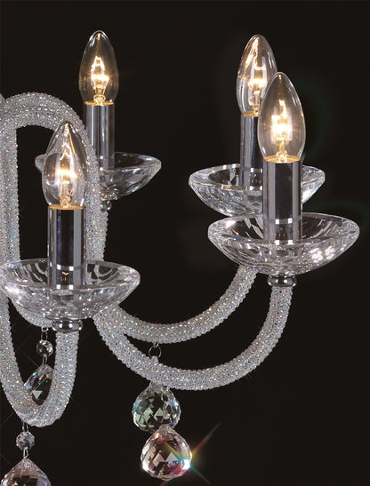 Diyas Amora 72cm  8 Light E14 Polished Chrome/Crystal Ceiling Pendant Light Fitting