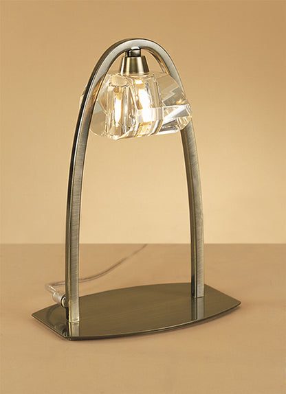 Mantra Alfa Large Crystal Table Lamp 1 Light G9, Antique Brass