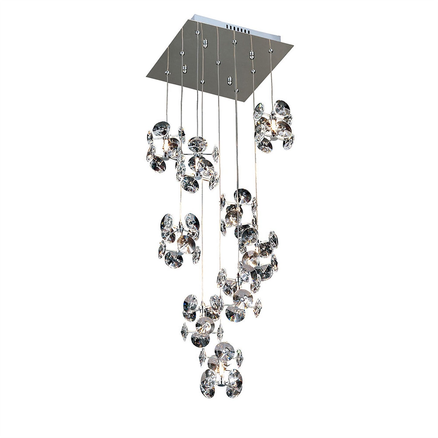 Diyas Nico 29cm  9 Light G4 Polished Chrome/Crystal, NOT LED/CFL Compatible Ceiling Pendant Light Fitting