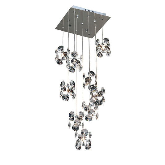 Diyas Nico 29cm  9 Light G4 Polished Chrome/Crystal, NOT LED/CFL Compatible Ceiling Pendant Light Fitting