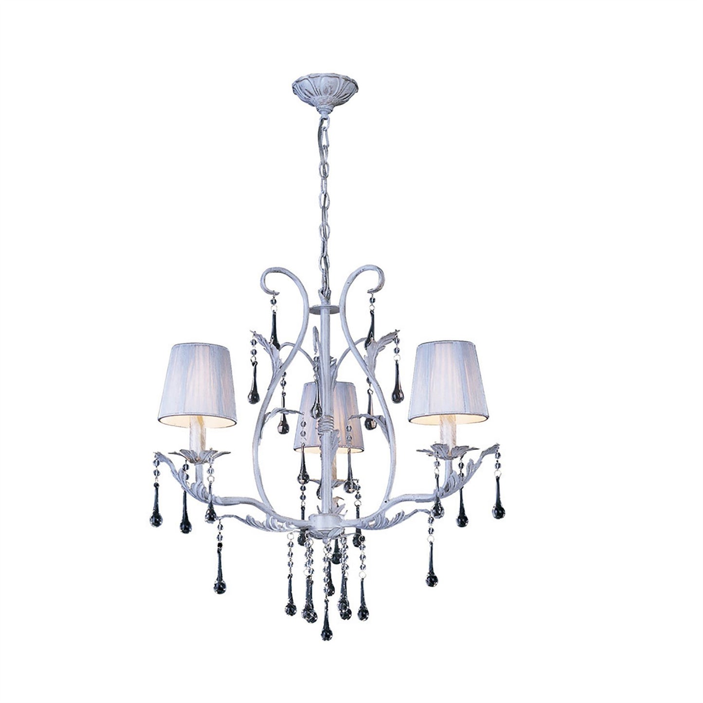 Diyas Flur 50cm  Round 3 Light E14 White French Gold Ceiling Pendant Light Fitting