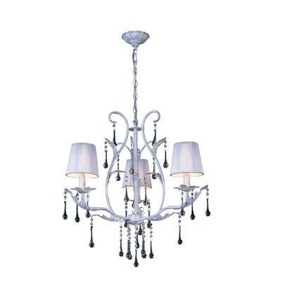 Diyas Flur 50cm  Round 3 Light E14 White French Gold Ceiling Pendant Light Fitting