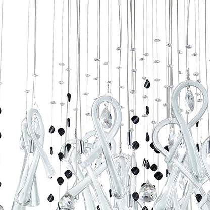 Diyas Class  Square 20 Light G4 Polished Chrome/White Glass/Crystal, NOT LED/CFL Compatible Ceiling Pendant Light Fitting