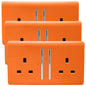 Trendi 2 Gang Artistic Modern Glossy 13 Amp Switched  Plug Socket Orange (3 Pack)