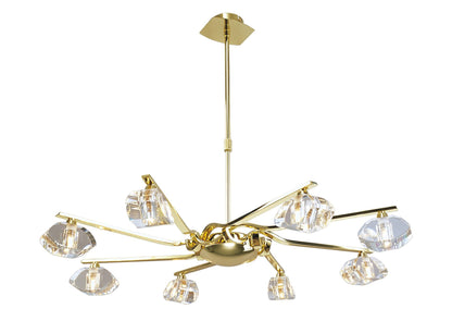 Mantra Alfa 80cm Pendant 8 Light G9, Polished Brass