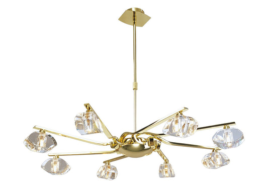 Mantra Alfa 80cm Pendant 8 Light G9, Polished Brass