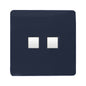Trendi Artistic Modern Glossy Tactile 2 Gang Telephone Socket Navy