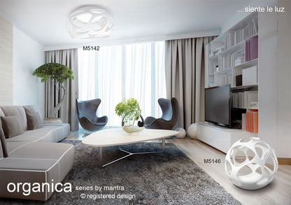 Mantra M5146 Organica Table Lamp 3 Light E27, Gloss White/Polished Chrome