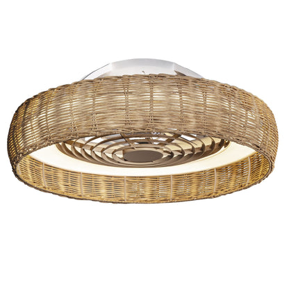 Kilimanjaro 65cm 70W LED Dimmable Ceiling Light With 35W DC Reversible Fan c/w Remote Control, 4200lm, Beige Rattan, 5yrs Wrnty