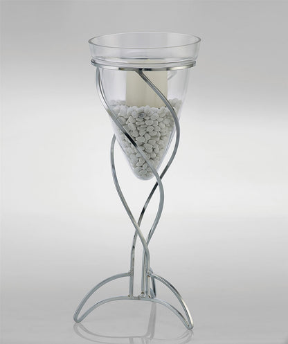 Diyas Home (DH) Tessa Cone Candle Holder 50.5Cm Polished Chrome/Clear Glass Art