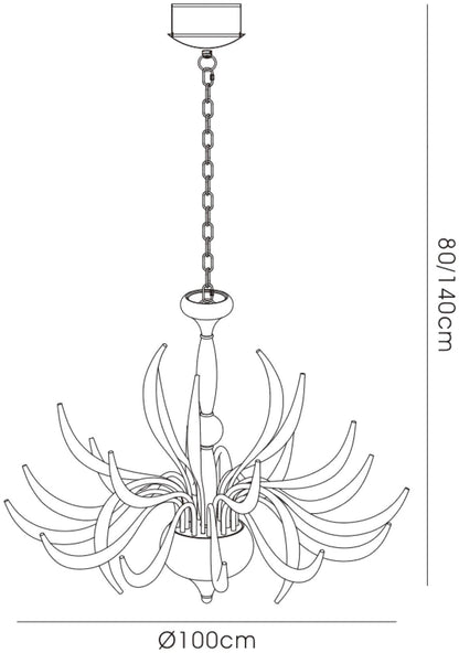 Diyas Llamas 100cm  24 Light White, NOT LED/CFL Compatible Item Weight: 19.1kg Ceiling Pendant Light Fitting