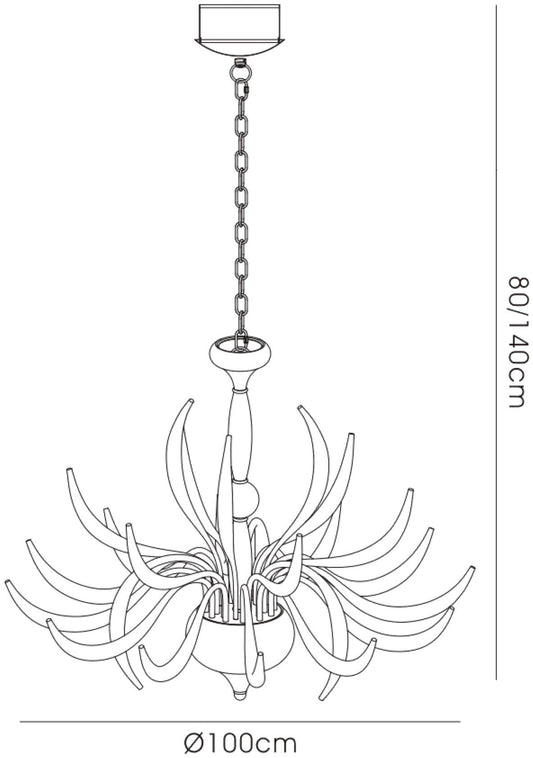 Diyas Llamas 100cm  24 Light White, NOT LED/CFL Compatible Item Weight: 19.1kg Ceiling Pendant Light Fitting