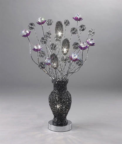 Diyas Home Nevada Aluminium (DH) Nevada Crystal Table Lamp 4 Light G4 Black/Purple, NOT LED/CFL Compatible