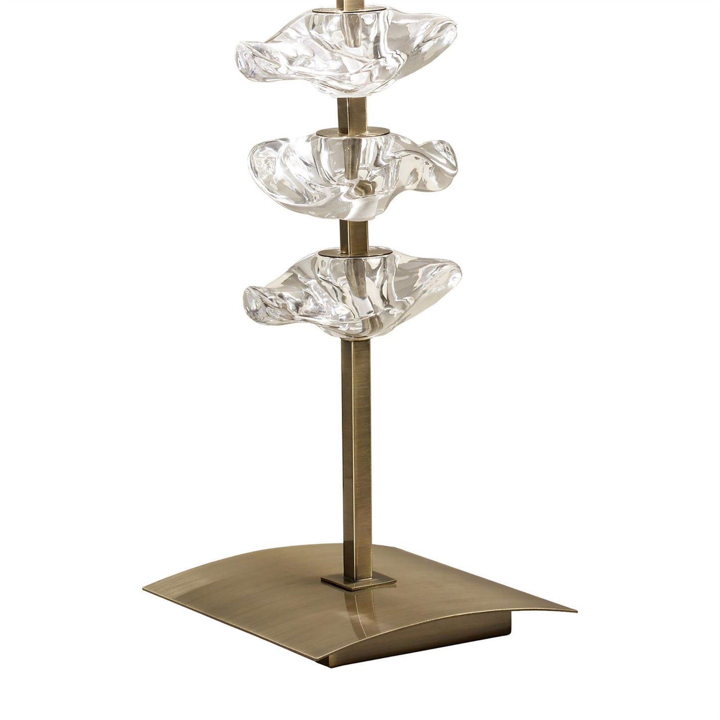 Mantra Akira Table Lamp 2 Light E27, Antique Brass with Cream Shade