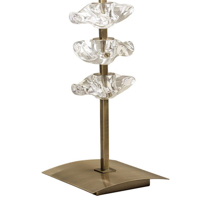 Mantra Akira Table Lamp 2 Light E27, Antique Brass with Cream Shade