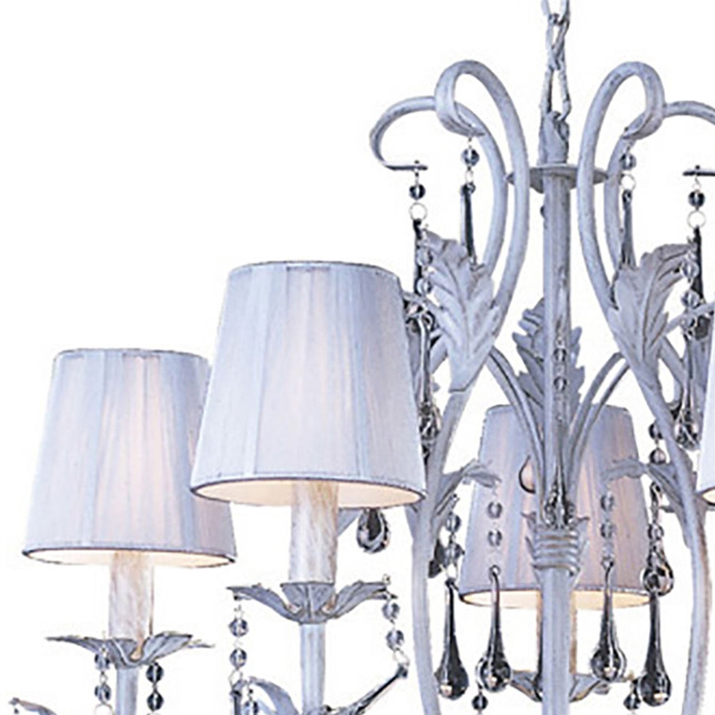 Diyas Flur 62cm  Round 5 Light E14 White French Gold Ceiling Pendant Light Fitting