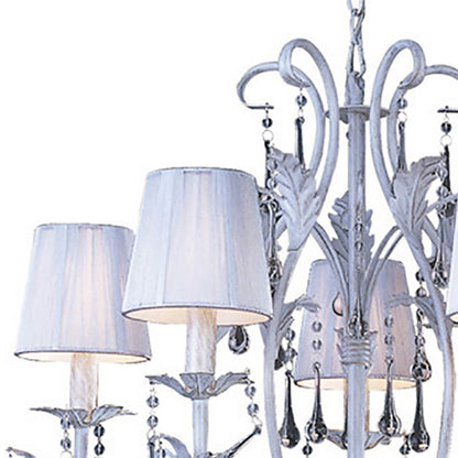 Diyas Flur 62cm  Round 5 Light E14 White French Gold Ceiling Pendant Light Fitting