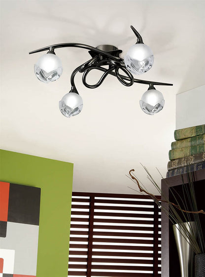 Mantra Fragma 47cm Ceiling 4 Light G9, Black Chrome