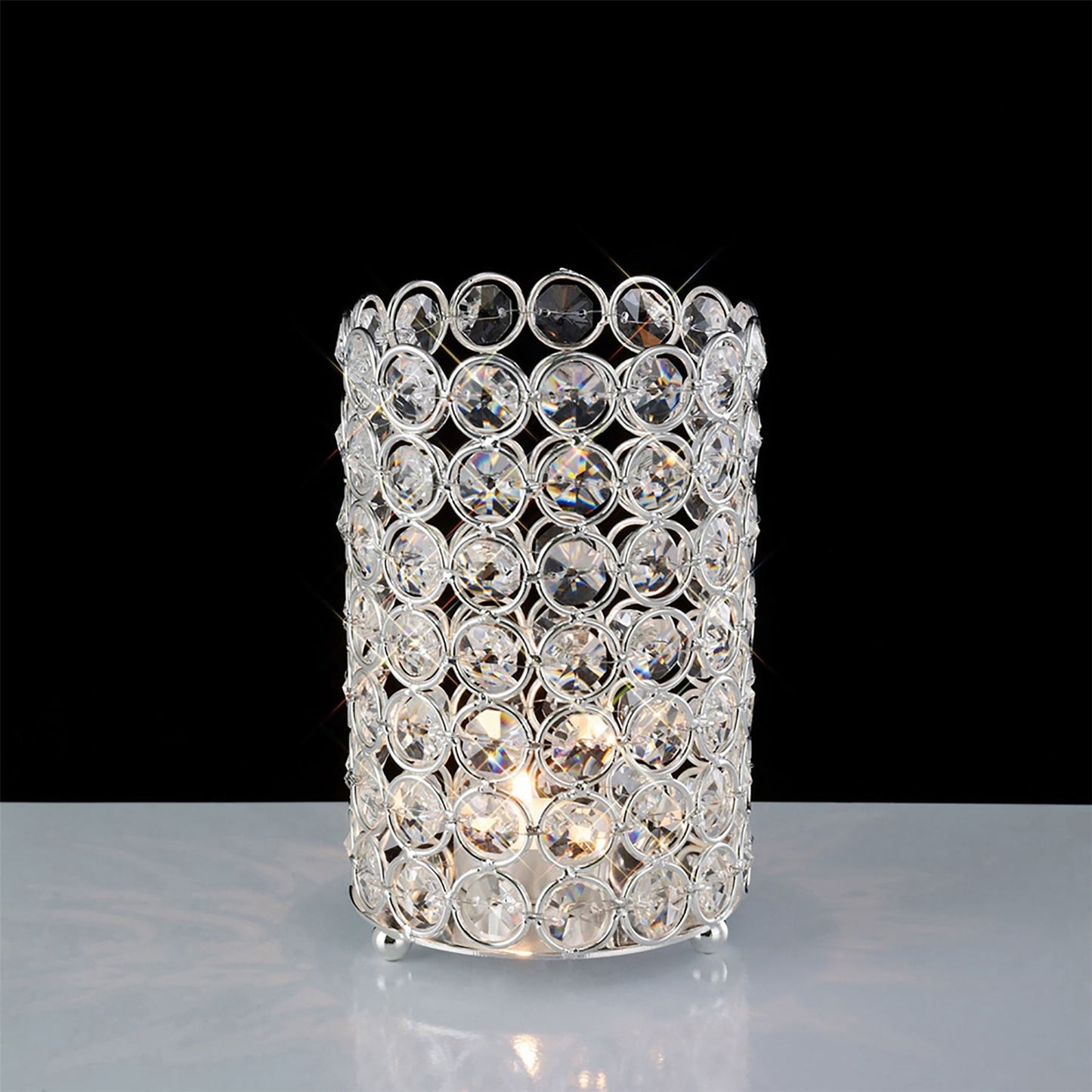 Diyas Home (DH) Malo Large Cylinder Crystal Candle Holder Crystal