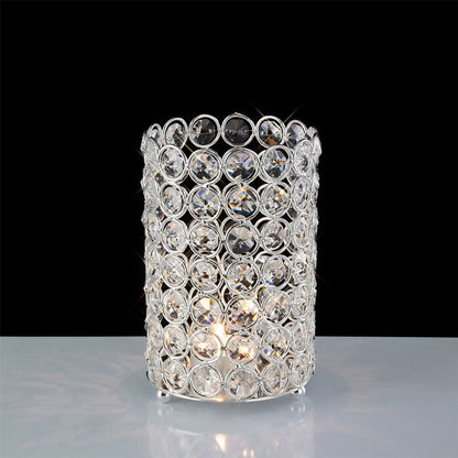 Diyas Home (DH) Malo Large Cylinder Crystal Candle Holder Crystal