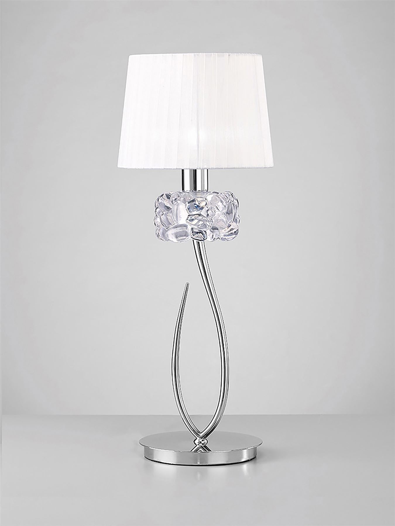 Mantra M4636 Loewe Table Lamp 1 Light E27 Large, Polished Chrome with White Shade