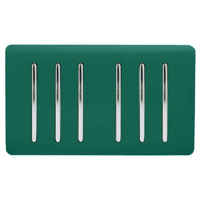Trendi Artistic Modern Glossy 6 Gang 2 Way Rocker Double Plate Tactile Light Switch Dark Green