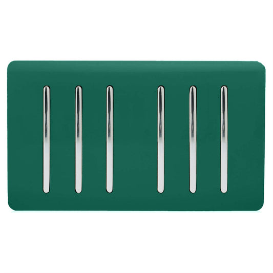 Trendi Artistic Modern Glossy 6 Gang 2 Way Rocker Double Plate Tactile Light Switch Dark Green